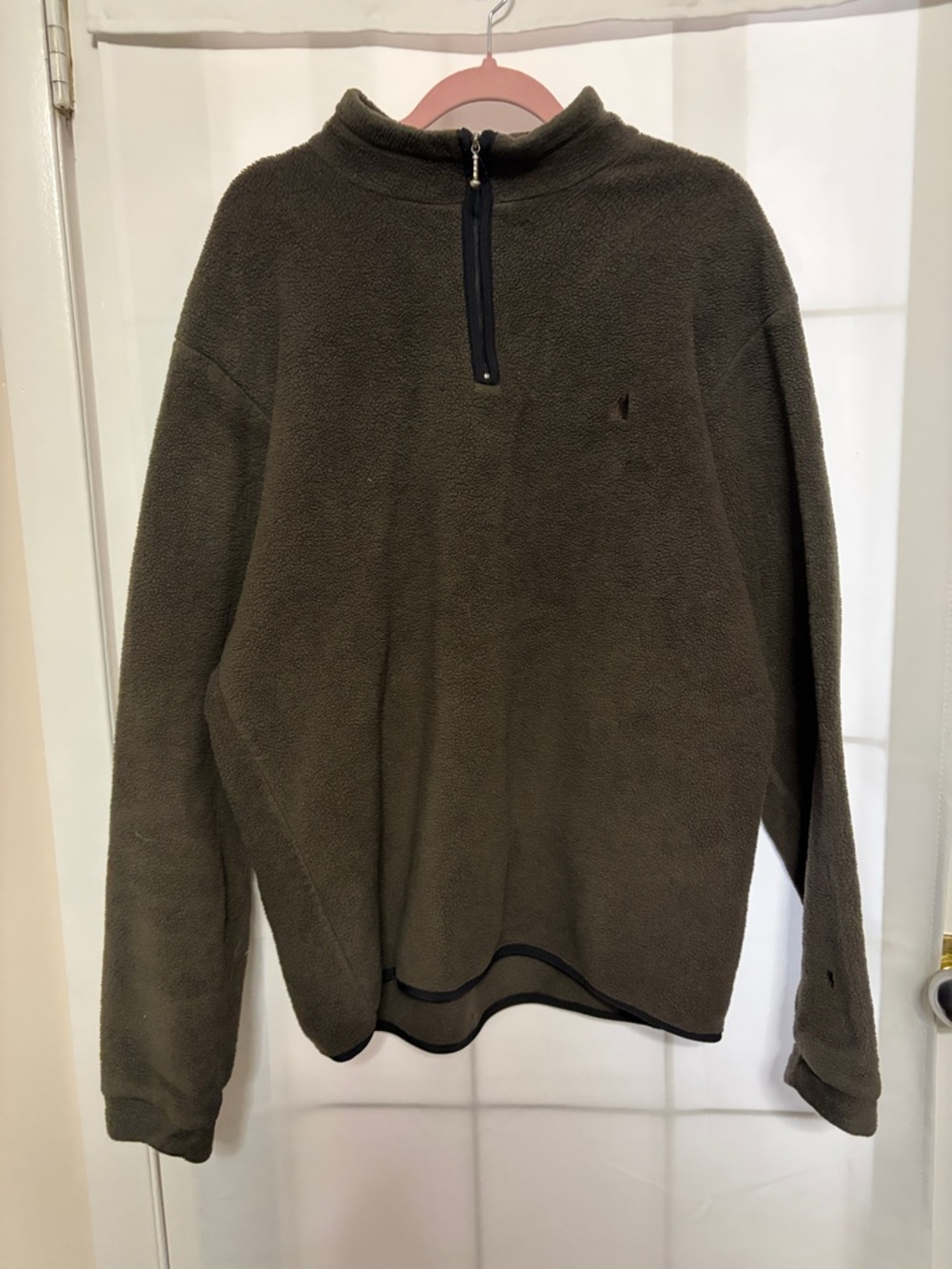 🔮 Men's Quarter-Zip Fleece Pullover - Olive Green PTP 23”